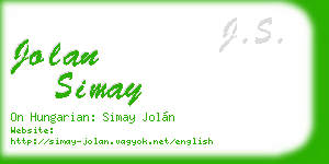 jolan simay business card